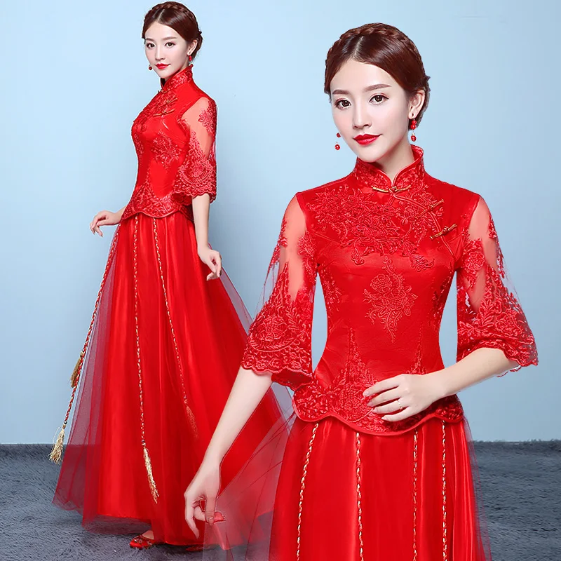 Красный китайский стиль Леди Cheongsam вышивка Тан Костюм Длинный Элегантный костюм восточные Vestidso Винтаж невесты свадьба Qipao
Красный китайский стиль Леди Cheongsam вышивка Тан Костюм Длинный Элегантный костюм восточные Vestidso Винтаж невесты свадьба Qipao