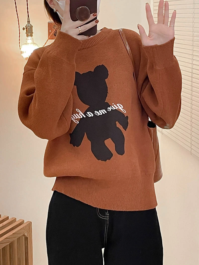 LMQ NEW Autumn Winter Round Neck Cartoon Cute Bear Knitted Simple Loose Casual Warm Pullover Sweater Trend Ins Hot Sale
LMQ NEW Autumn Winter Round Neck Cartoon Cute Bear Knitted Simple Loose Casual Warm Pullover Sweater Trend Ins Hot Sale