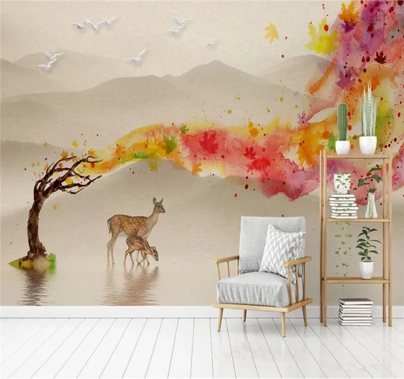 Custom wallpaper watercolor landscape tree elk TV sofa background wall-high-end waterproof material
Custom wallpaper watercolor landscape tree elk TV sofa background wall-high-end waterproof material