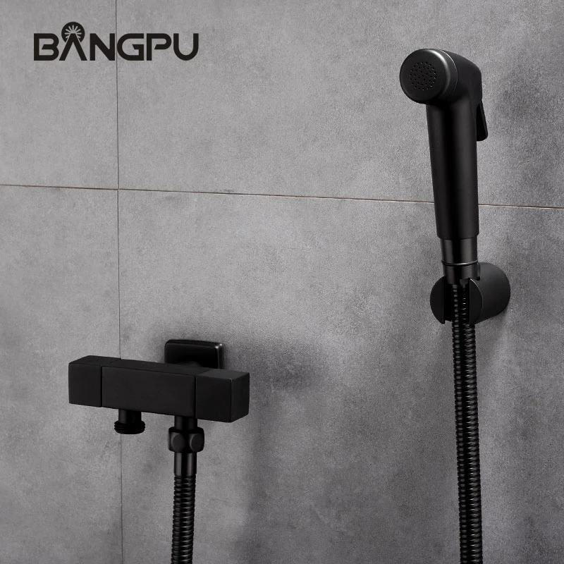 BANGPU Wall Mounted Bidet Faucet Black Bathroom Bidet Shower Sprayer Brass Handheld Bidet Faucet Bathroom Bidet Sprayer Set
BANGPU Wall Mounted Bidet Faucet Black Bathroom Bidet Shower Sprayer Brass Handheld Bidet Faucet Bathroom Bidet Sprayer Set