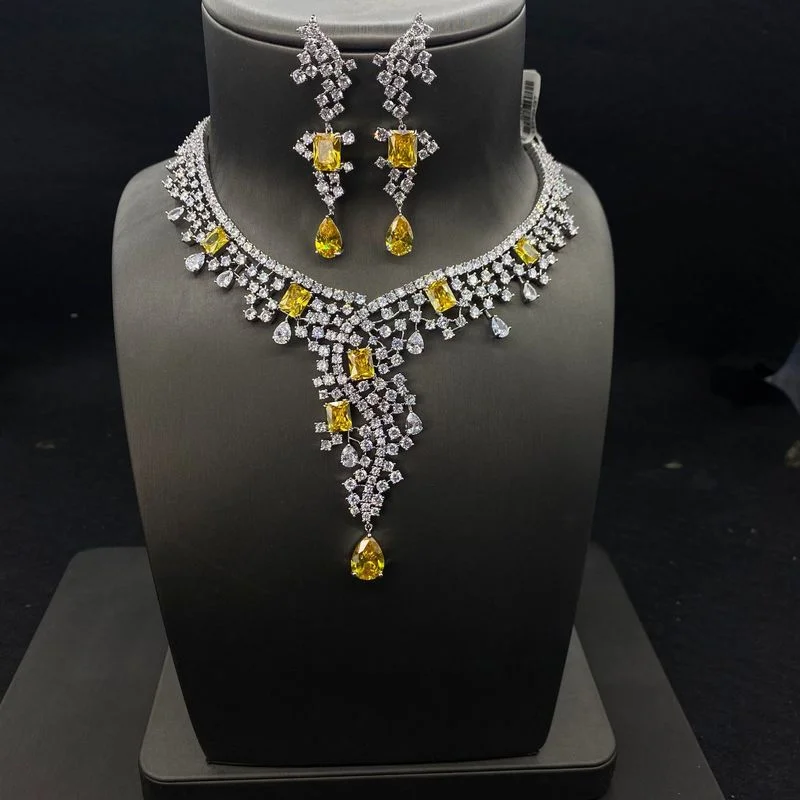 14K White Gold Topaz Diamond Cz Jewelry set Promise Party Wedding Earrings Necklace For Women Bridal Engagement Jewelry Gift
14K White Gold Topaz Diamond Cz Jewelry set Promise Party Wedding Earrings Necklace For Women Bridal Engagement Jewelry Gift