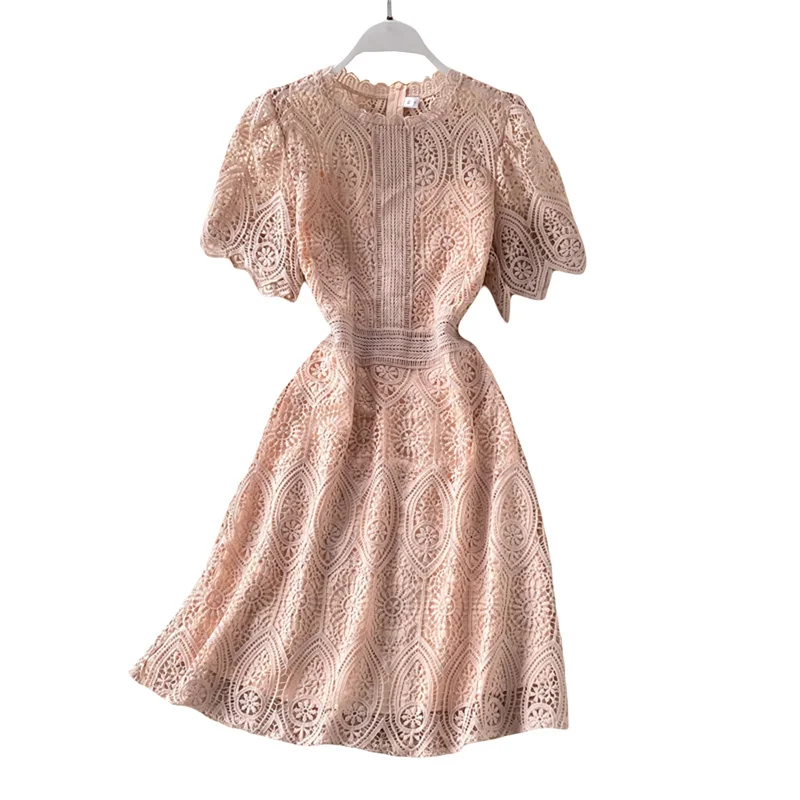 2021 Summer New Women Fashion Dresses Temperament O-Neck Short Sleeve Lace Hollow Out Slim Empire A-Line Female Dresses LJ3107
2021 Summer New Women Fashion Dresses Temperament O-Neck Short Sleeve Lace Hollow Out Slim Empire A-Line Female Dresses LJ3107