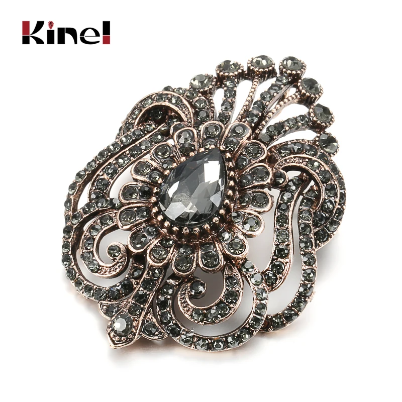 Kinel Vintage Women Turkish Flower Brooch Pin Gray Crystal Jewelry Rhinestone Brooches Arabia Paisley Pattern Lapel Corsage
Kinel Vintage Women Turkish Flower Brooch Pin Gray Crystal Jewelry Rhinestone Brooches Arabia Paisley Pattern Lapel Corsage