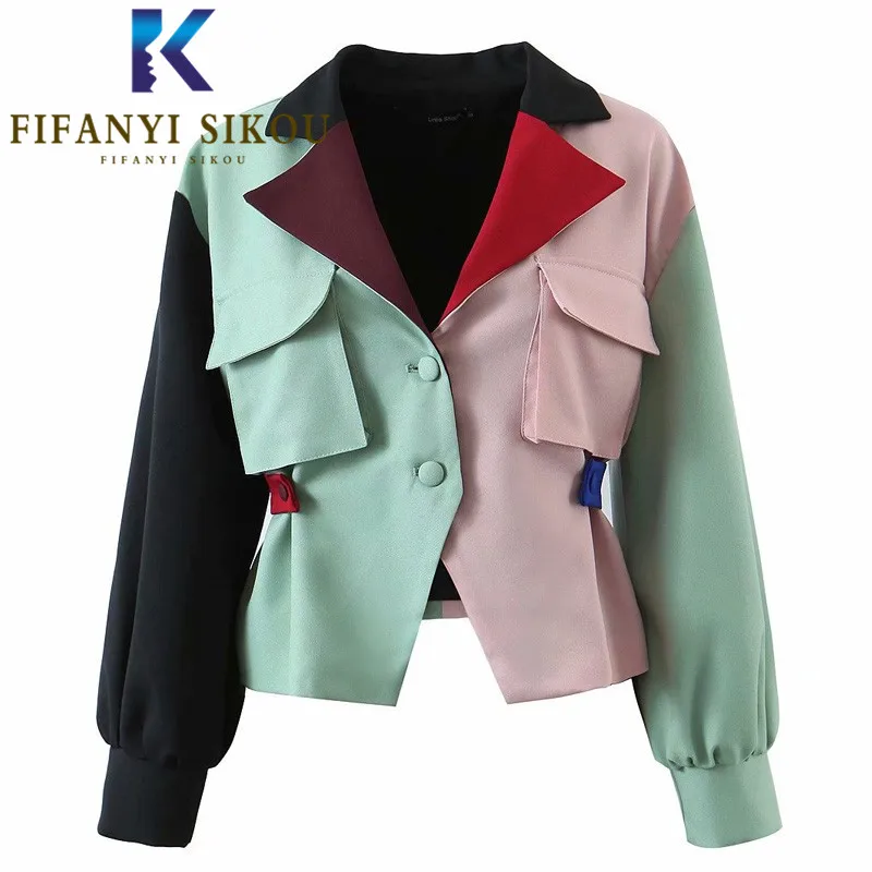 Bomber Jacket Women Spring Autumn Loose Fashion Patchwork Jacket Pocket Lapel Short Coat Female Harajuku Jackets Streetwear
Bomber Jacket Women Spring Autumn Loose Fashion Patchwork Jacket Pocket Lapel Short Coat Female Harajuku Jackets Streetwear
