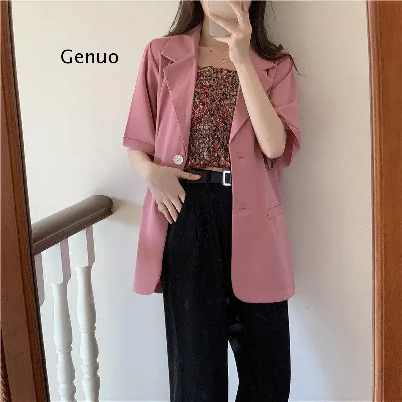 Sunscreen Minimalist Tops All Match Thin Women Short Sleeves Loose Office Lady Solid Brief Coats Summer Blazers
Sunscreen Minimalist Tops All Match Thin Women Short Sleeves Loose Office Lady Solid Brief Coats Summer Blazers