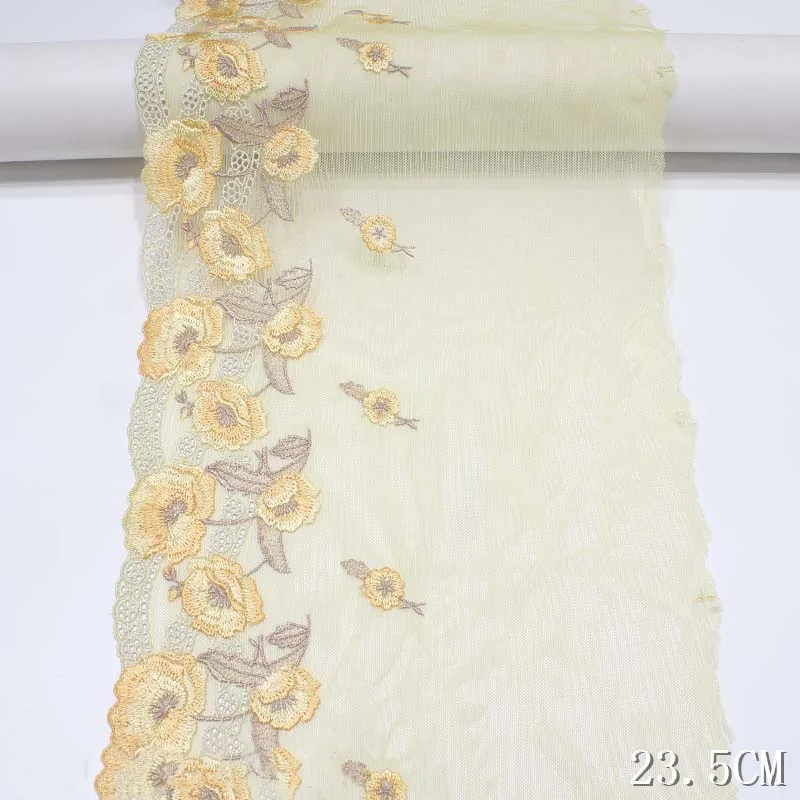 31Yds Floral Embroidery Lace Trim Yellow Mesh Tulle Fabric For Lingerie Underwear Bra Wedding Dress Curtains Decor 23.5cm Wide
31Yds Floral Embroidery Lace Trim Yellow Mesh Tulle Fabric For Lingerie Underwear Bra Wedding Dress Curtains Decor 23.5cm Wide