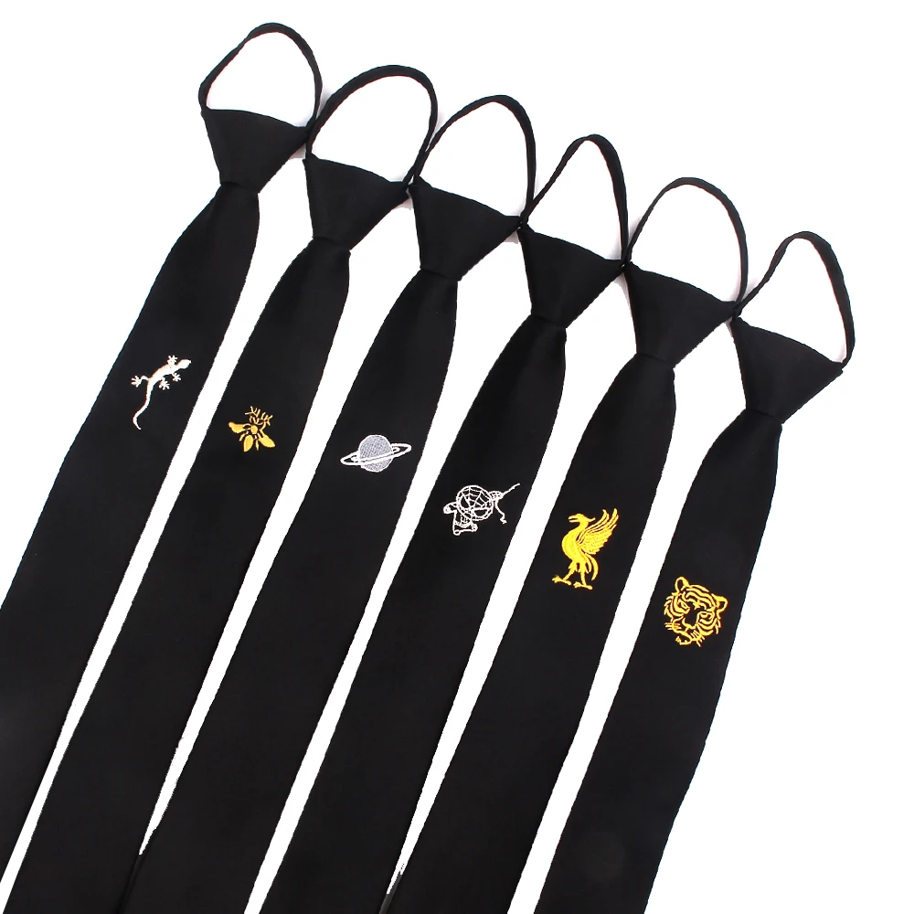 Black Embroidery Neck Ties For Men Women Casual Simple Necktie For Boys Girls Suits Student Tie Slim Zipper Ties Gravatas
Black Embroidery Neck Ties For Men Women Casual Simple Necktie For Boys Girls Suits Student Tie Slim Zipper Ties Gravatas