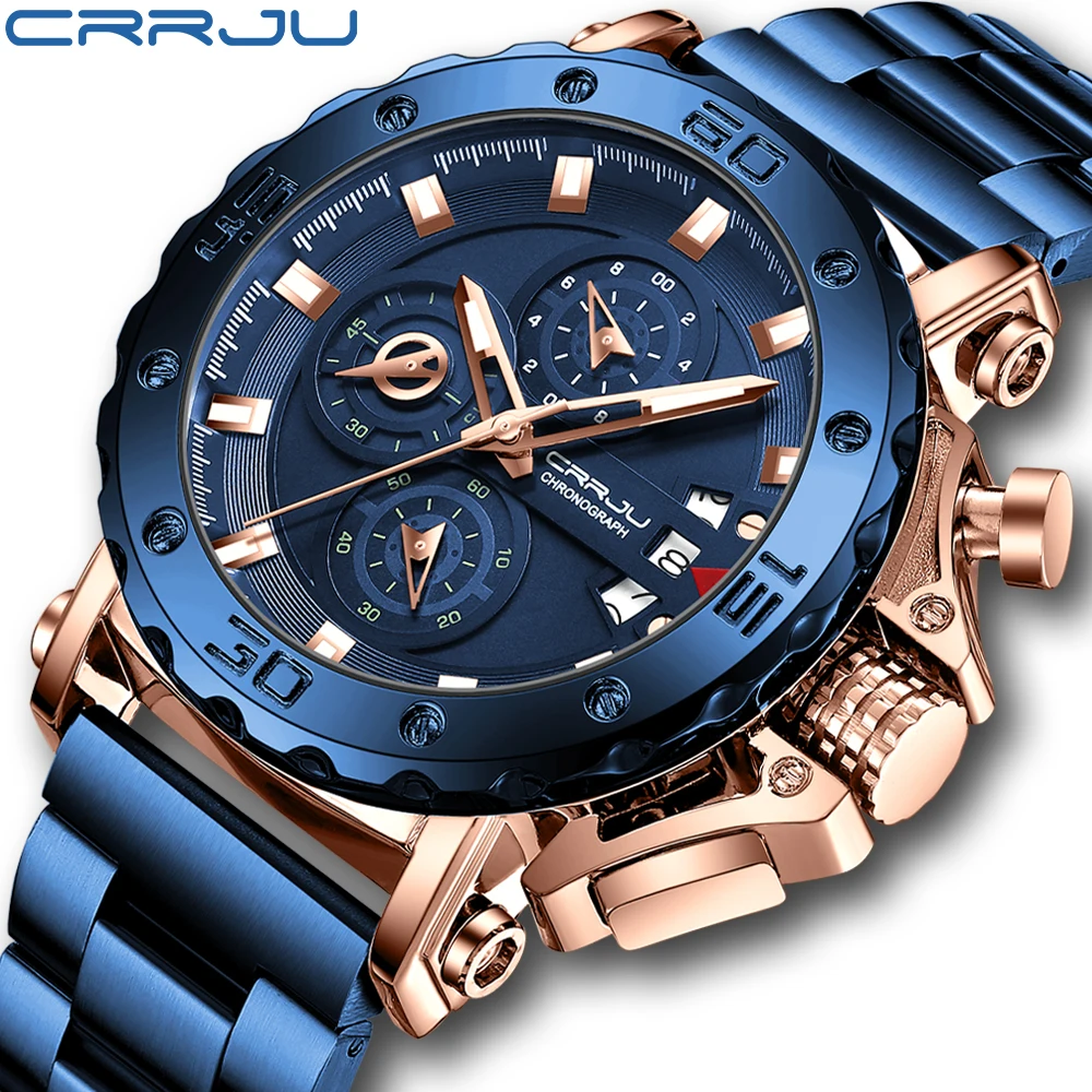 CRRJU Men Watch NEW 2022 Chronograph Waterproof Big Dial Wristwatches Stainless Steel Luminous Dial with Date Relogio Masculino
CRRJU Men Watch NEW 2022 Chronograph Waterproof Big Dial Wristwatches Stainless Steel Luminous Dial with Date Relogio Masculino