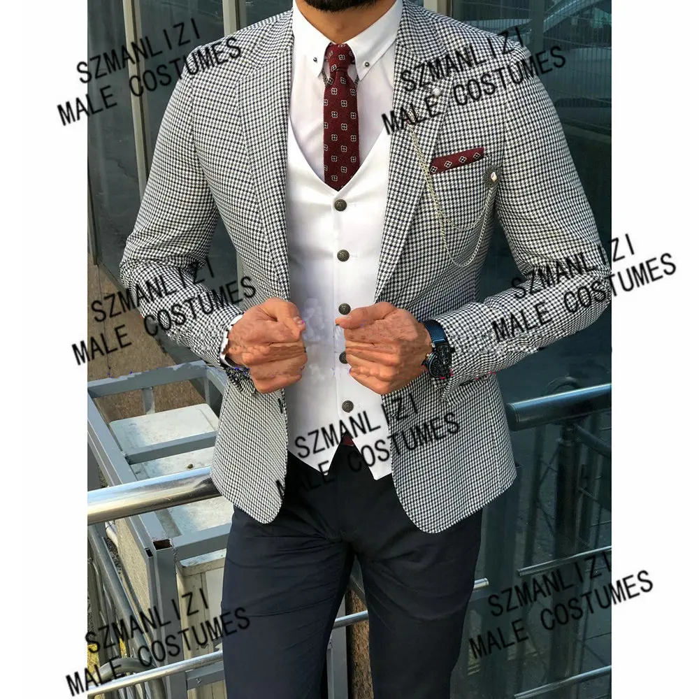 Casual 3 Piece Business Men Suits 2021 Houndstooth Party Blazer Custom Made Groom Wedding Suits For Men Slim Fit Best Man Tuxedo
Casual 3 Piece Business Men Suits 2021 Houndstooth Party Blazer Custom Made Groom Wedding Suits For Men Slim Fit Best Man Tuxedo