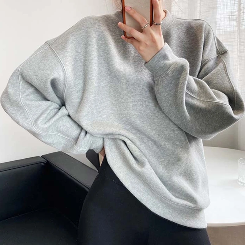 Winter Thick Women Round Neck Pullovers Hoodies Sweatshirts Loose Long Sleeve Oversized Tops Casual Hooded Streetwear Female
Winter Thick Women Round Neck Pullovers Hoodies Sweatshirts Loose Long Sleeve Oversized Tops Casual Hooded Streetwear Female