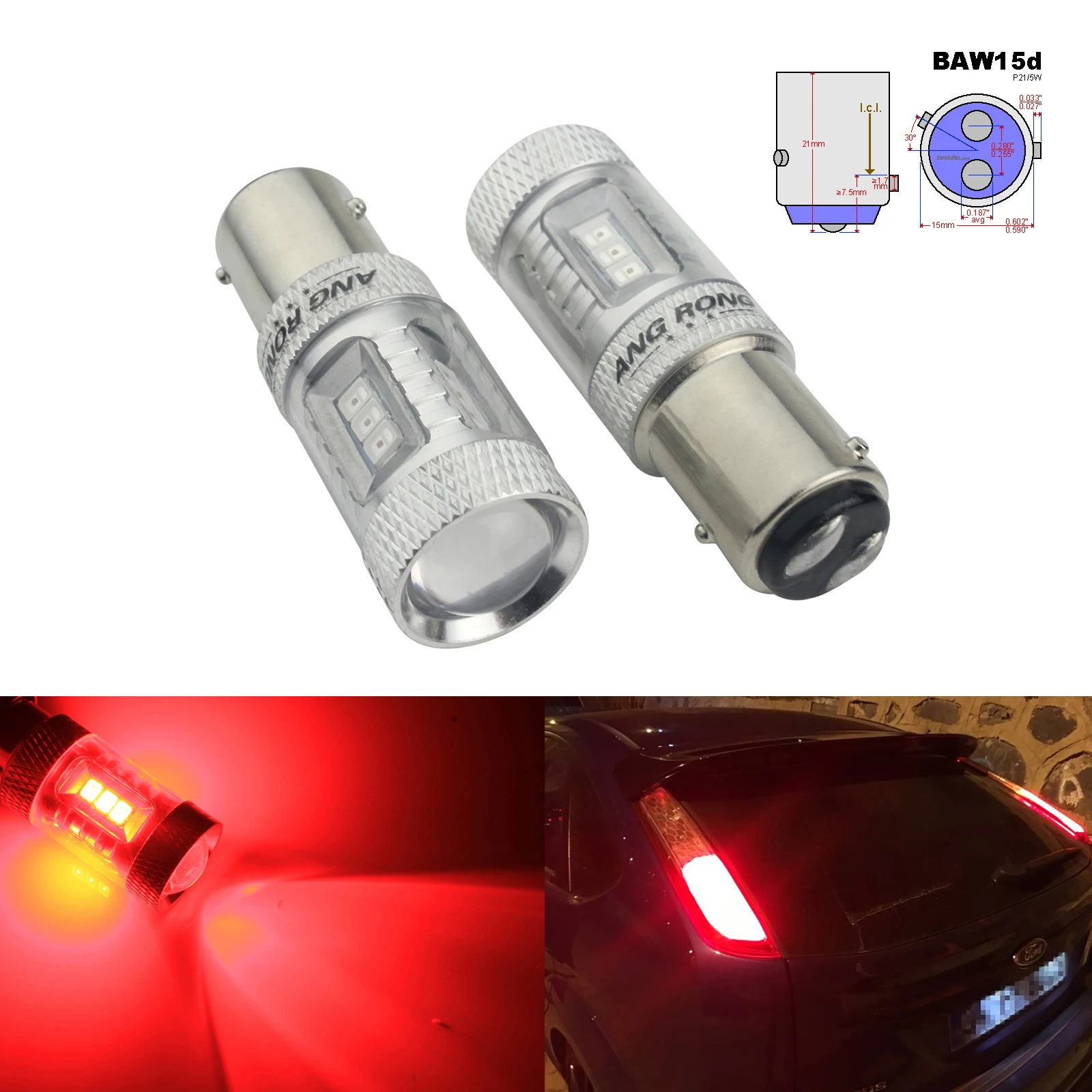 ANGRONG 2x Red 567 PR21/5W BAW15d LED Fog Tail Stop Brake Indicator Light Bulb(CA317)
ANGRONG 2x Red 567 PR21/5W BAW15d LED Fog Tail Stop Brake Indicator Light Bulb(CA317)