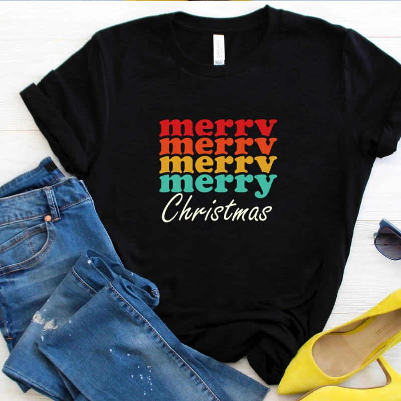 Retro Merry Christmas Festival Clothes for Women Vintage Party Graphic Tee Shirt Big Size Black T-shirt Ladies Streetwear Tops
Retro Merry Christmas Festival Clothes for Women Vintage Party Graphic Tee Shirt Big Size Black T-shirt Ladies Streetwear Tops
