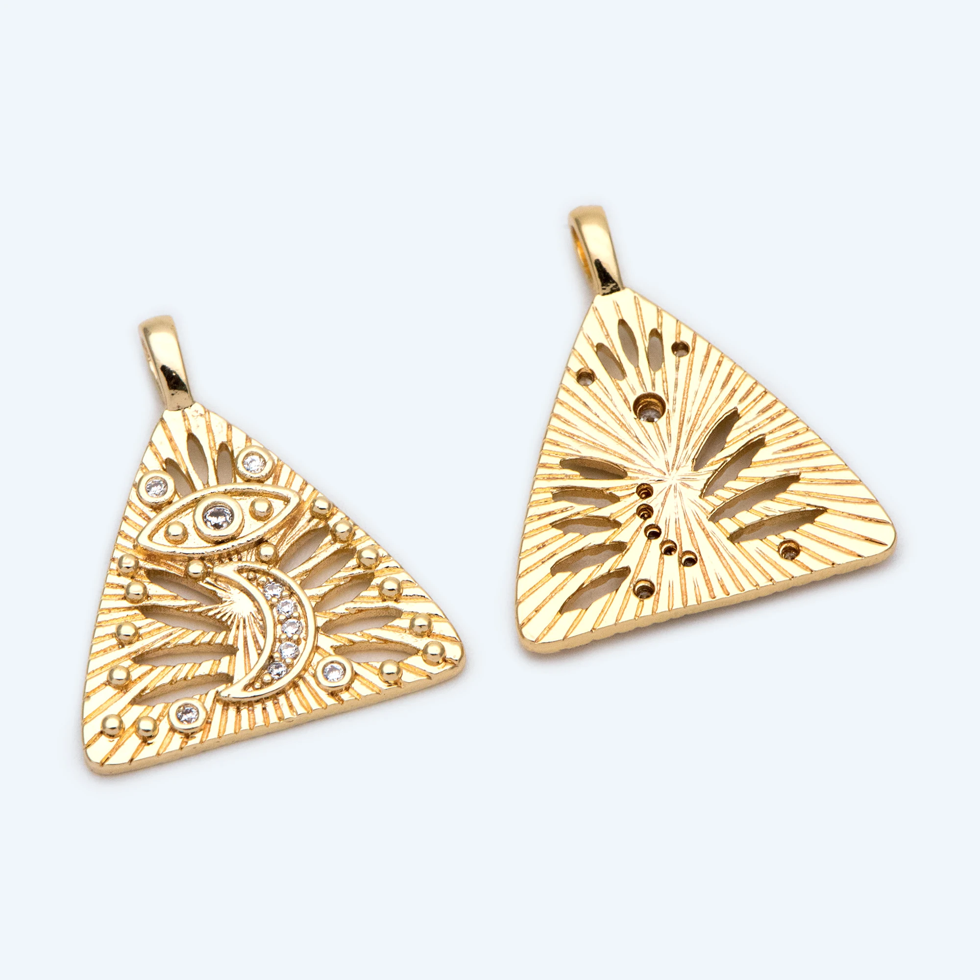 4pcs CZ Paved Gold Triangle Charms, Eye And Moon Charm, Geometric Earring Pendants (GB-1527-B)
4pcs CZ Paved Gold Triangle Charms, Eye And Moon Charm, Geometric Earring Pendants (GB-1527-B)