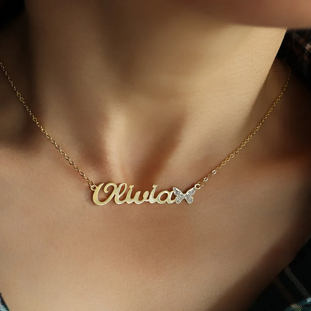 Custom Name Necklace Stainless Steel Zircon Pendant Necklace Personalized Name With Butterfly Necklace Christmas Gifts for Women
Custom Name Necklace Stainless Steel Zircon Pendant Necklace Personalized Name With Butterfly Necklace Christmas Gifts for Women