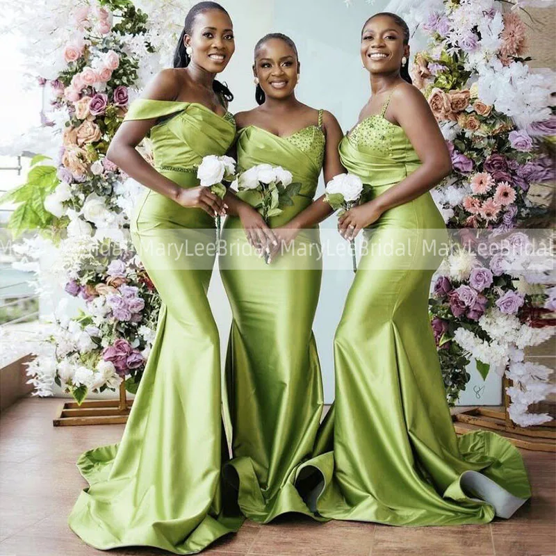 Green Yellow Mermaid Bridesmaid Dresses With Beading One Off Shoulder Pleat Satin Maid Of Honor Dress Long Wedding Party Gowns
Green Yellow Mermaid Bridesmaid Dresses With Beading One Off Shoulder Pleat Satin Maid Of Honor Dress Long Wedding Party Gowns