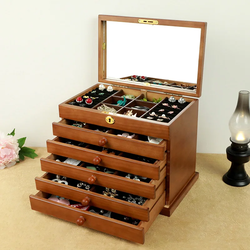 6-Layer Solid Wood Jewelry Box Multi-Layer Craft Wooden Storage Vintage Display European Style Storage Box Gift Novelty
6-Layer Solid Wood Jewelry Box Multi-Layer Craft Wooden Storage Vintage Display European Style Storage Box Gift Novelty