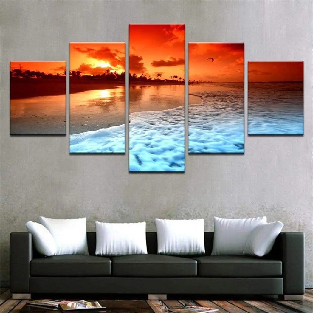 5 Piece Wall Art Canvas Painting Seascape Poster Red Sunset By The Sea Nordic Home Modern Living Room Decoration Framework
5 Piece Wall Art Canvas Painting Seascape Poster Red Sunset By The Sea Nordic Home Modern Living Room Decoration Framework