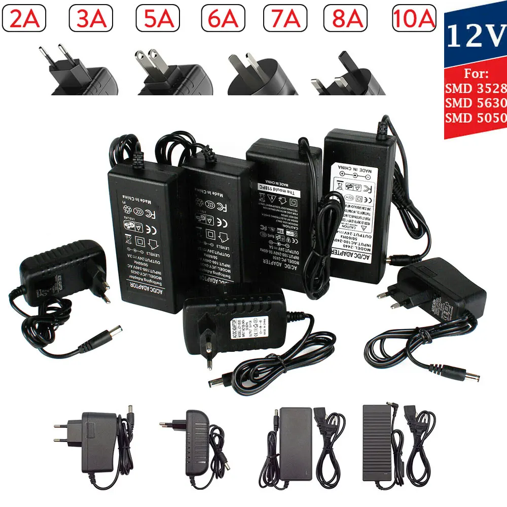 Hot AC 110V 220V 240V to DC 12V Power Adapter Transformer 2A 3A 5A 6A 7A 8A 10A Power Supply Converter For LED Strip Light Lamp
Hot AC 110V 220V 240V to DC 12V Power Adapter Transformer 2A 3A 5A 6A 7A 8A 10A Power Supply Converter For LED Strip Light Lamp
