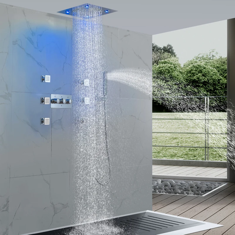 Chrome Polished Shower Faucets 12 Inch LED Bathroom Hot And Cold Ceiling Rain Mist
Chrome Polished Shower Faucets 12 Inch LED Bathroom Hot And Cold Ceiling Rain Mist