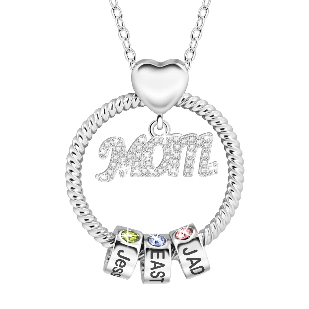 Fashion Crystal MOM Necklace Personalized Custom Names Birthstone Beads Mother's Day Gift Circle Pendant High Quality Jewelry
Fashion Crystal MOM Necklace Personalized Custom Names Birthstone Beads Mother's Day Gift Circle Pendant High Quality Jewelry