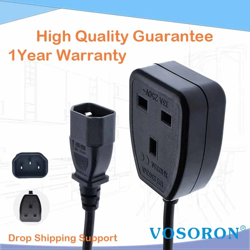 IEC C14 Male Plug to UK BS1363 Female Socket Power Adapter Cable 0.3m/0.6m, Connect C13 Adapter Lead Cord for PDU UPS 13A 250V
IEC C14 Male Plug to UK BS1363 Female Socket Power Adapter Cable 0.3m/0.6m, Connect C13 Adapter Lead Cord for PDU UPS 13A 250V