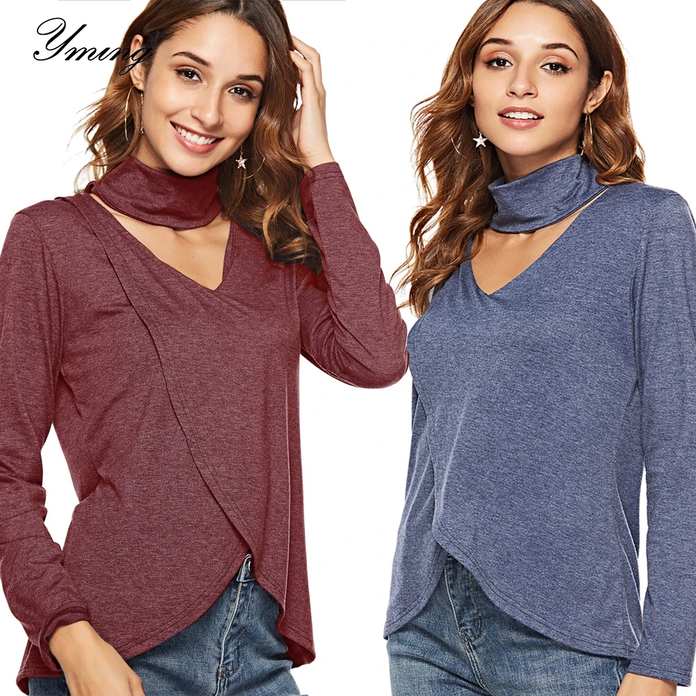 YMING Women's Autumn Long Sleeve T-shirt Stitching Scarf Collar Top Pure Color Casual Long Sleeve Slim Fit T-Shirt Top
YMING Women's Autumn Long Sleeve T-shirt Stitching Scarf Collar Top Pure Color Casual Long Sleeve Slim Fit T-Shirt Top