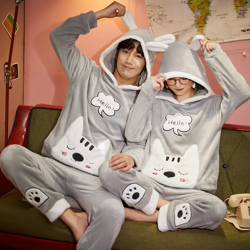Winter Cute Sleepwear Couple Warm Thicken Flannel Nightgown Long Sleeve Hooded Men And Woman Cartoon Animal Sleepwear
Winter Cute Sleepwear Couple Warm Thicken Flannel Nightgown Long Sleeve Hooded Men And Woman Cartoon Animal Sleepwear