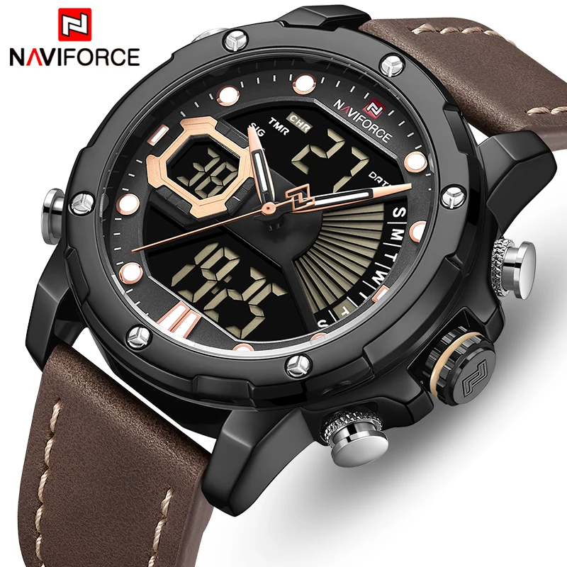 Men’s Watches NAVIFORCE Fashion Sports Quartz Watch Men Leather Waterproof Wristwatch LED Analog Digital Clock Relogio Masculino
Men’s Watches NAVIFORCE Fashion Sports Quartz Watch Men Leather Waterproof Wristwatch LED Analog Digital Clock Relogio Masculino