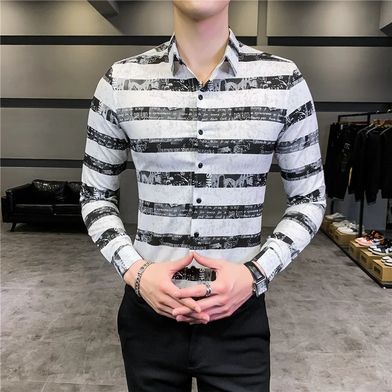 2020 Luxury Shirt Men Slim Fit Mens Formal Business Dress Shirts Streetwear Social Tuxedo Club Party Striped Shirt Men Clothing
2020 Luxury Shirt Men Slim Fit Mens Formal Business Dress Shirts Streetwear Social Tuxedo Club Party Striped Shirt Men Clothing