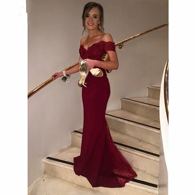 Burgundy 2018 Off Shoulder Mermaid Bridesmaid Dress Wedding Party Dress Elastic Satin Zipper Button Back Bridesmaid Dresses
Burgundy 2018 Off Shoulder Mermaid Bridesmaid Dress Wedding Party Dress Elastic Satin Zipper Button Back Bridesmaid Dresses