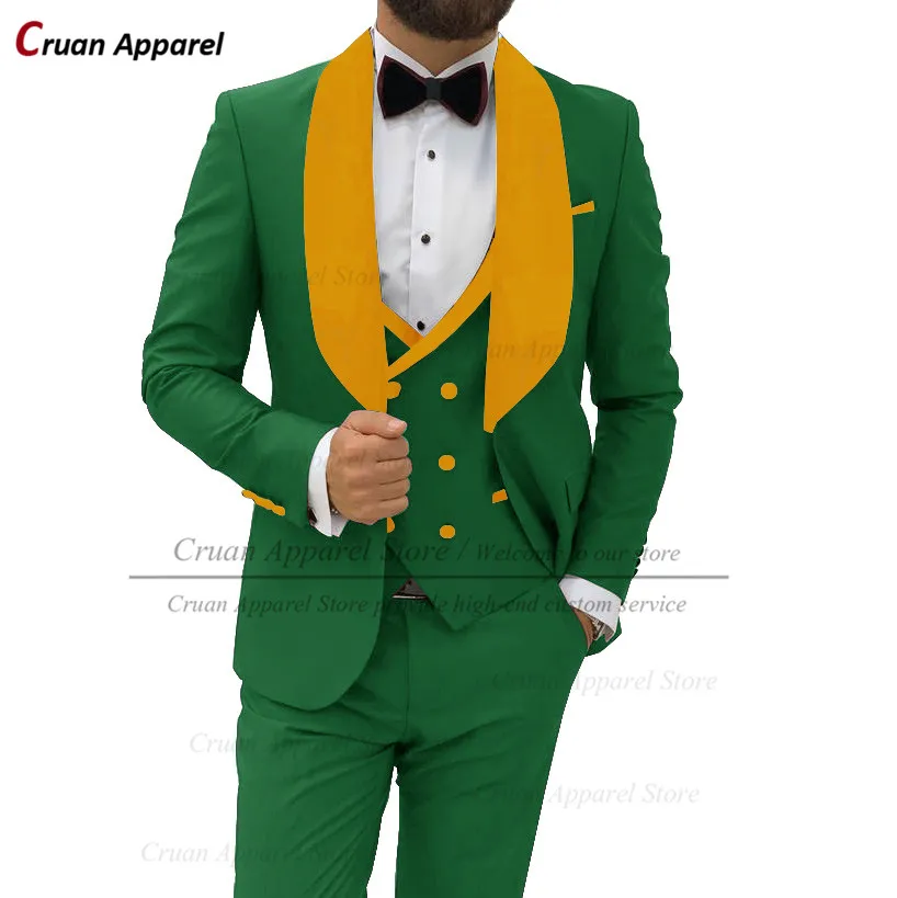 Custom Made Fashion Green Male Suit Set Slim fit Best Man Groom Wedding Dress Tuxedo Orange Shawl Lapel Jacket Vest Pants 3Pcs
Custom Made Fashion Green Male Suit Set Slim fit Best Man Groom Wedding Dress Tuxedo Orange Shawl Lapel Jacket Vest Pants 3Pcs