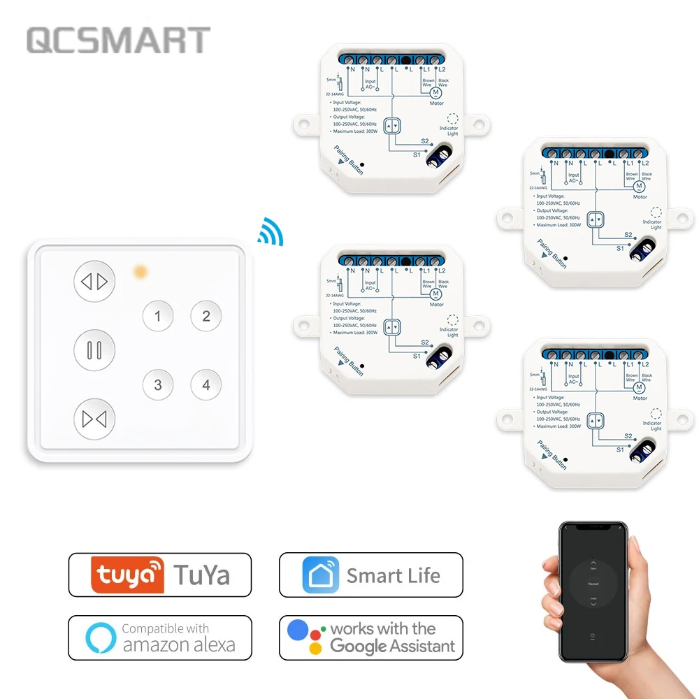 Tuya Smart Life Curtain Switch Module for Window Blinds Roller Remote Control RF WIFI 4 Channel App Timer Google Home Alexa Echo
Tuya Smart Life Curtain Switch Module for Window Blinds Roller Remote Control RF WIFI 4 Channel App Timer Google Home Alexa Echo