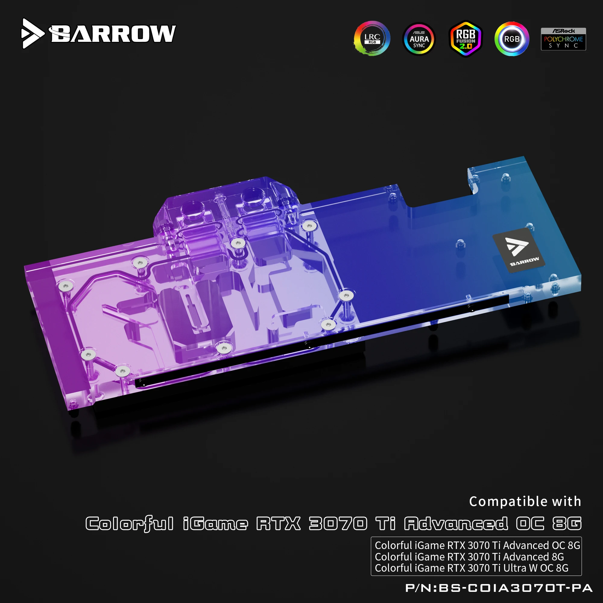 Barrow Block For Colorful iGame RTX 3070 TI Advanced OC / Ultra W OC 8G Full Cover GPU Custom Water Cooler Cooling Radiator
Barrow Block For Colorful iGame RTX 3070 TI Advanced OC / Ultra W OC 8G Full Cover GPU Custom Water Cooler Cooling Radiator