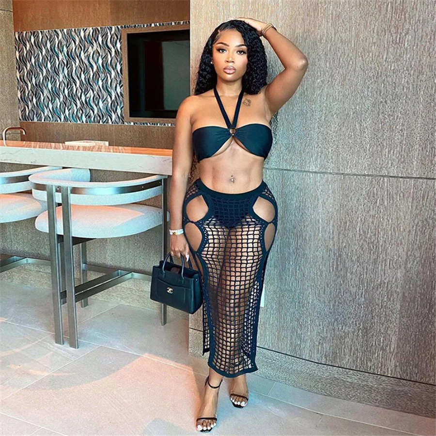 Sisterlinda Summer Sexy Hole Knitting Long Skirt Women Casual Street High Waist Elastic See-Through Party Prom Club Skirts 2021
Sisterlinda Summer Sexy Hole Knitting Long Skirt Women Casual Street High Waist Elastic See-Through Party Prom Club Skirts 2021