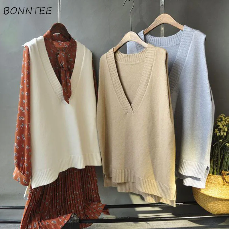 Vests Women Solid Student V-neck Knitted All-match Korean Harajuku Kpop Simple Chic Daily Streetwear Fashion Vintage Womens New
Vests Women Solid Student V-neck Knitted All-match Korean Harajuku Kpop Simple Chic Daily Streetwear Fashion Vintage Womens New