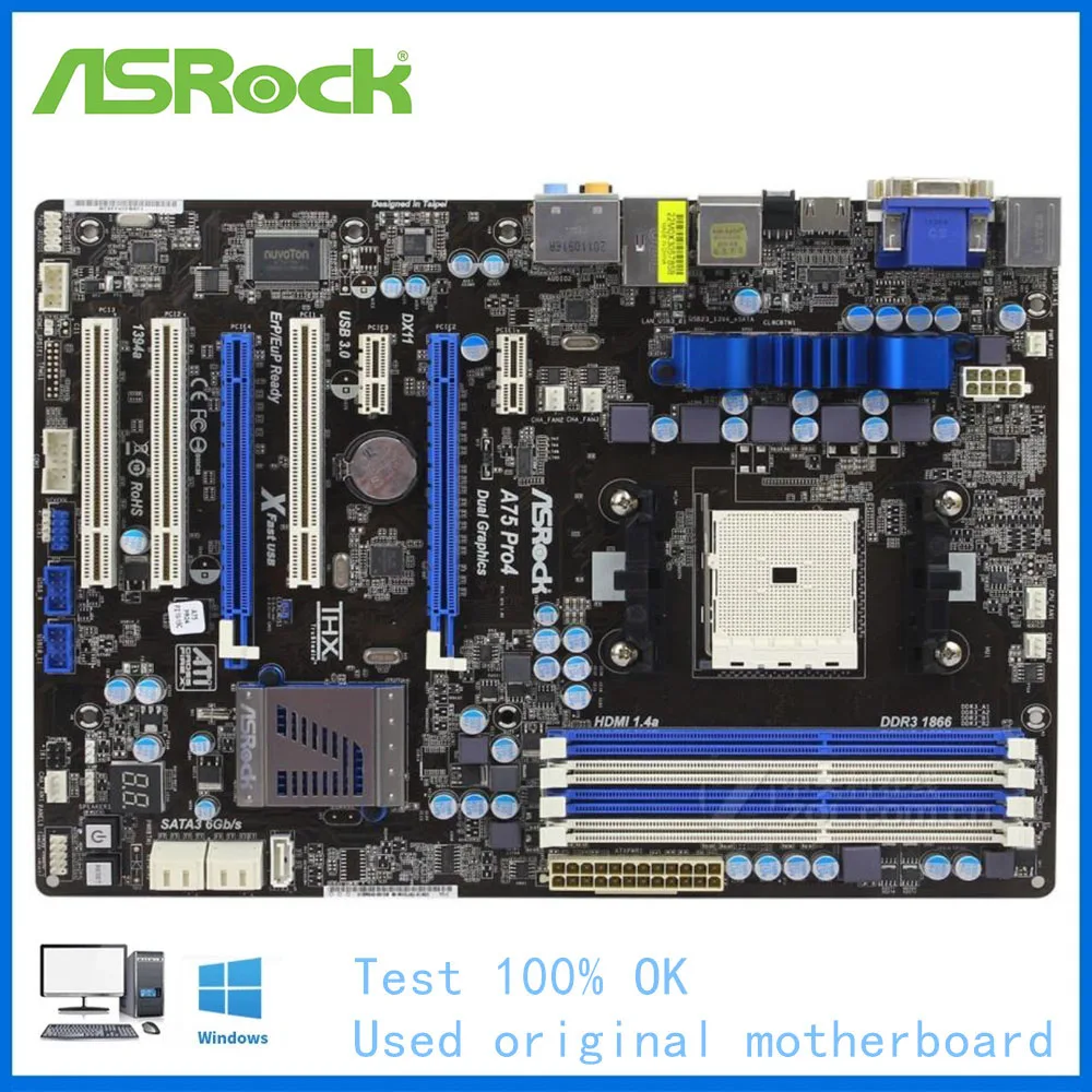 For ASRock A75 PRO4 Computer USB3.0 SATA III Motherboard FM1 APU CPU DDR3 For AMD A75M A75 Desktop Mainboard Used
For ASRock A75 PRO4 Computer USB3.0 SATA III Motherboard FM1 APU CPU DDR3 For AMD A75M A75 Desktop Mainboard Used