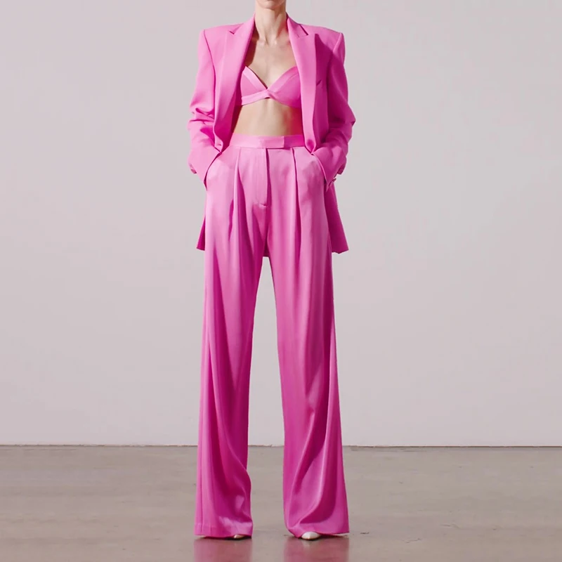 SAT Women's Designer Brand Elegant Stylish Loose Casual Peaked Lapel Padded Shoulders One Button Pink OVERSIZED BLAZER
SAT Women's Designer Brand Elegant Stylish Loose Casual Peaked Lapel Padded Shoulders One Button Pink OVERSIZED BLAZER