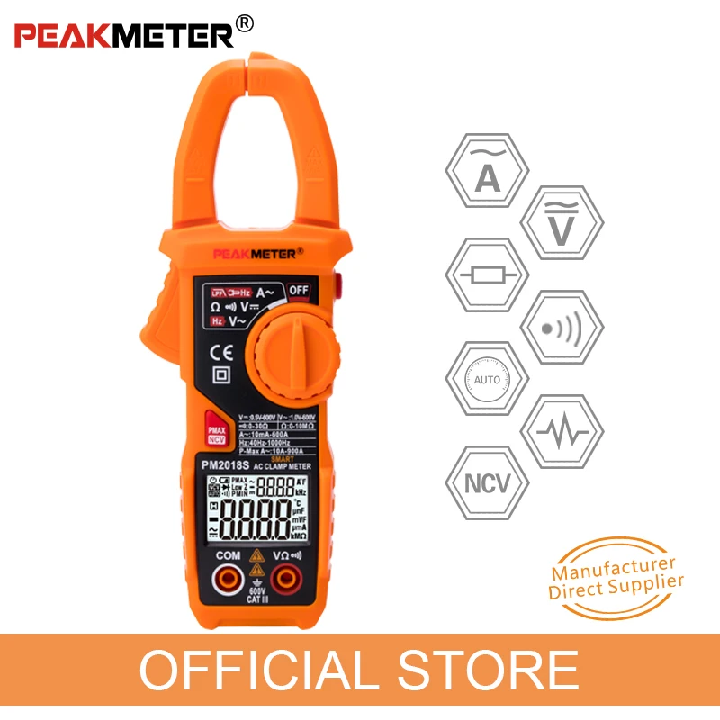 PEAKMETER PM2018S портативные умные клещи переменного тока, мультиметр, тестер измерения постоянного тока, сопротивления, целостности цепи
PEAKMETER PM2018S портативные умные клещи переменного тока, мультиметр, тестер измерения постоянного тока, сопротивления, целостности цепи
