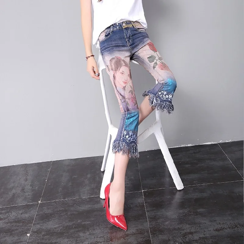 Hot New Sale Harajuku Fashion Print Floral Ankle Length Pants Slim Fit Tide Slacks Streetwear Chic Fringe Jeans Flare Pants
Hot New Sale Harajuku Fashion Print Floral Ankle Length Pants Slim Fit Tide Slacks Streetwear Chic Fringe Jeans Flare Pants