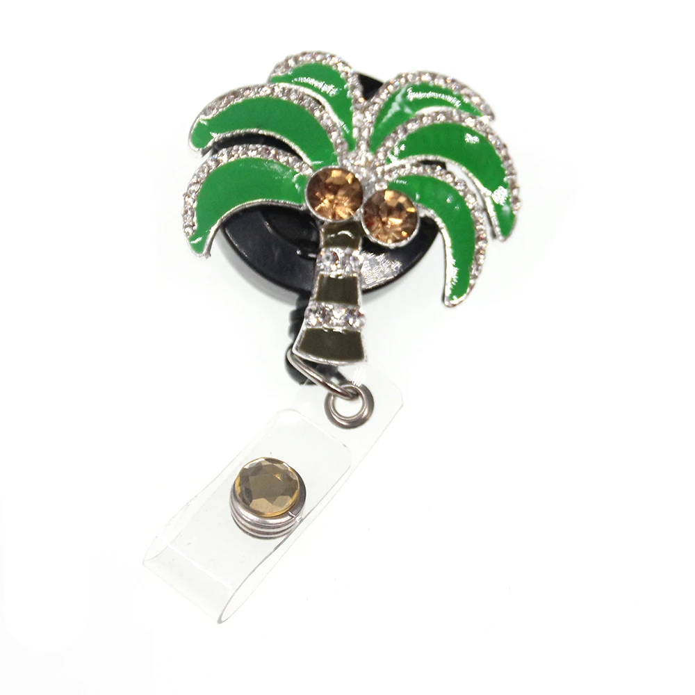 100pcs/ Summer Coconut Palm Tree Green Enamel Rhinestone Nurse Gift Retractable Name ID Badge Reel Holder 
100pcs/ Summer Coconut Palm Tree Green Enamel Rhinestone Nurse Gift Retractable Name ID Badge Reel Holder
