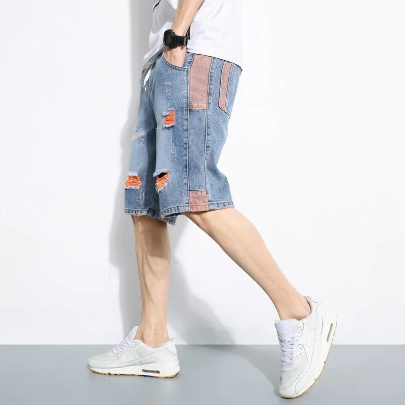 Mens Summer Loose Fit Knee Length Hole Ripped Jeans Casual Streetwear Cargo Shorts Cowboy Side Patchwork Shorts Plus Size 5XL
Mens Summer Loose Fit Knee Length Hole Ripped Jeans Casual Streetwear Cargo Shorts Cowboy Side Patchwork Shorts Plus Size 5XL