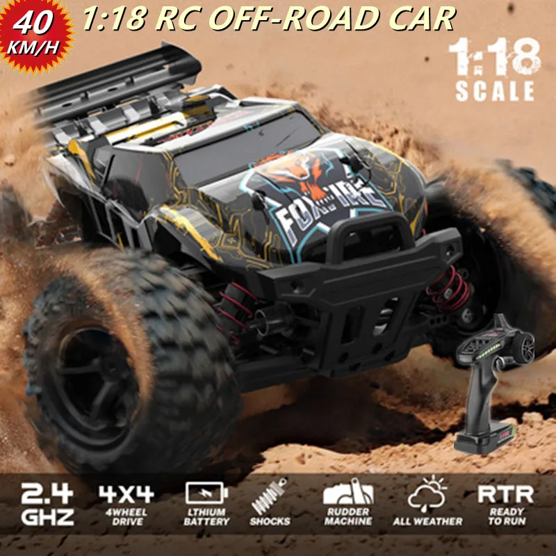 1:18 All-terrain Racing RC Car 4WD 40KM/H Independent Suspension Shock Brakes Function High-speed Remote Control Buggy Kid Toy
1:18 All-terrain Racing RC Car 4WD 40KM/H Independent Suspension Shock Brakes Function High-speed Remote Control Buggy Kid Toy
