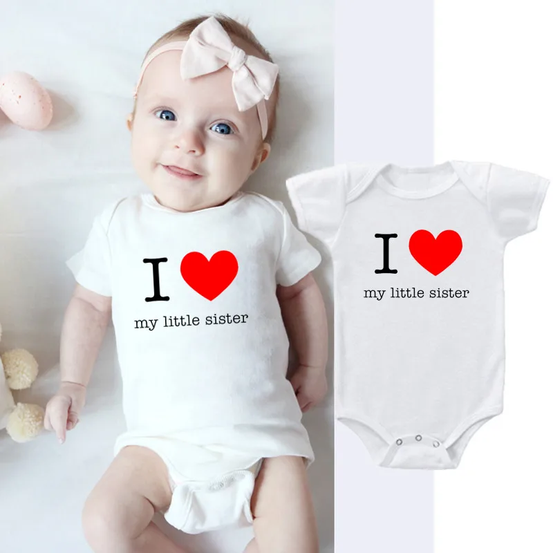 Cute I Love My Litter Sister Print Toddler Jumpsuit Cotton Summer White Newborn Bodysuits Funny Baby Clothes
Cute I Love My Litter Sister Print Toddler Jumpsuit Cotton Summer White Newborn Bodysuits Funny Baby Clothes