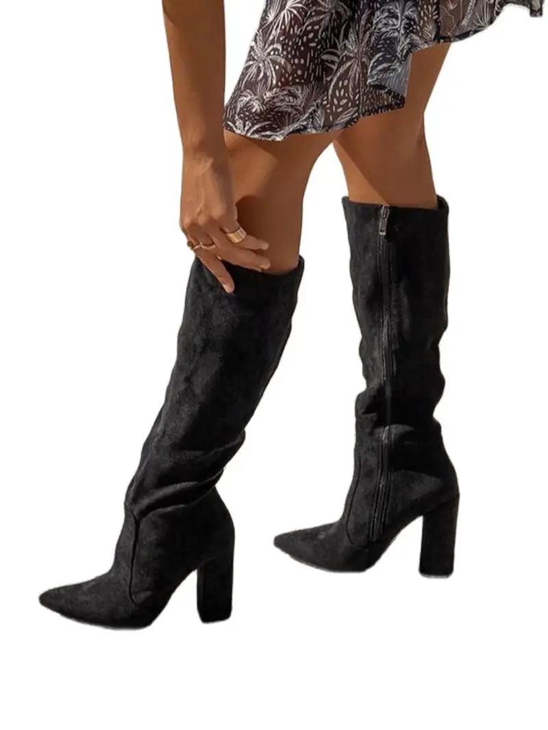 2024 Boots Pointed Suede Zipper Witner Women Boots Block High Heels Fashion Women Dress Shoes Winter Autumn Fashion Boots
2024 Boots Pointed Suede Zipper Witner Women Boots Block High Heels Fashion Women Dress Shoes Winter Autumn Fashion Boots