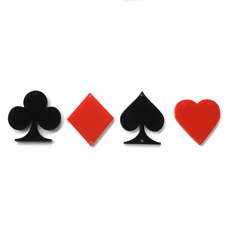 (10pcs/pack) Trendy Poker Card Symbol Diamond Spade Club Heart With Holes Acrylic Accessories For DIY Earrings Wholesales
(10pcs/pack) Trendy Poker Card Symbol Diamond Spade Club Heart With Holes Acrylic Accessories For DIY Earrings Wholesales