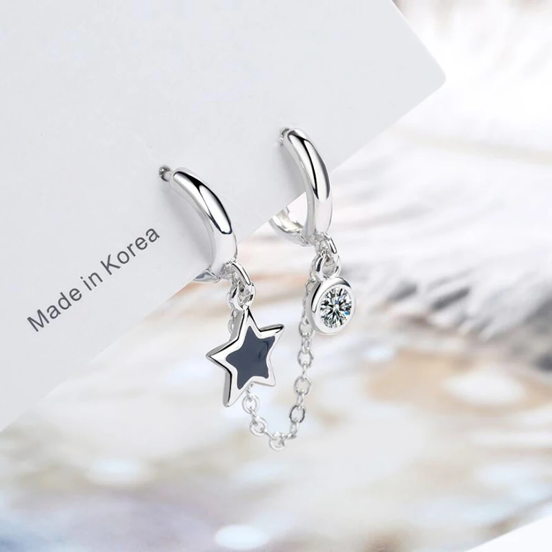 925 Sterling Silver Two Ear Hole Earrings For Women Fashion Jewelry Chic Black Star Zircon Earring Lady Party Accessories KOFSAC
925 Sterling Silver Two Ear Hole Earrings For Women Fashion Jewelry Chic Black Star Zircon Earring Lady Party Accessories KOFSAC