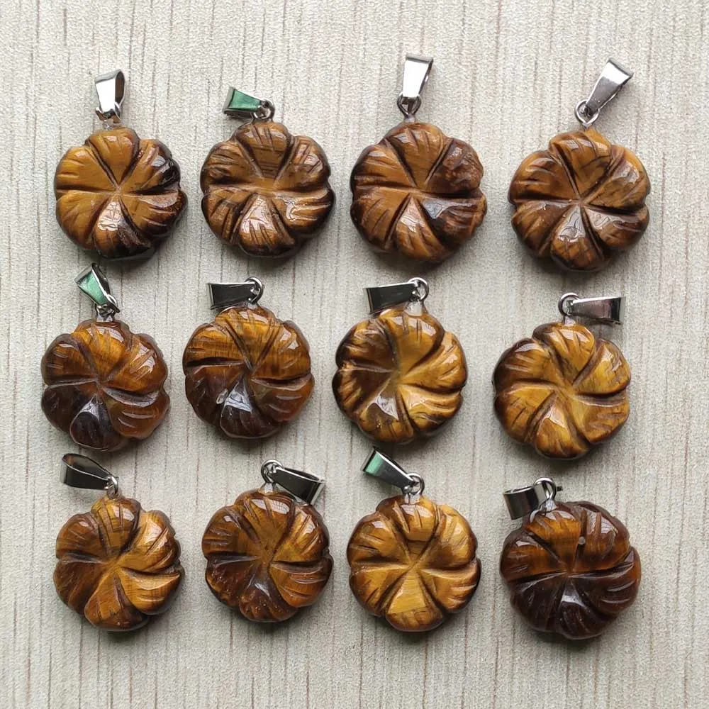 Fashion natural tiger eye stone carved flower shape pendants for jewelry accessories marking 12pcs/lot Wholesale free shipping
Fashion natural tiger eye stone carved flower shape pendants for jewelry accessories marking 12pcs/lot Wholesale free shipping