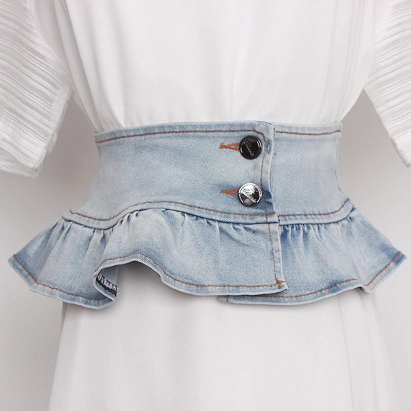 Women's Runway Fashion Blue Denim Cummerbunds Female Dress Corsets Waistband Belts Decoration Wide Belt TB1769
Women's Runway Fashion Blue Denim Cummerbunds Female Dress Corsets Waistband Belts Decoration Wide Belt TB1769