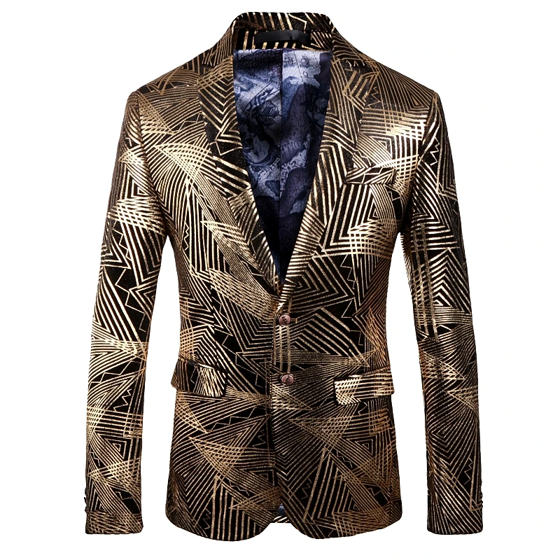 Men Gold Stripes Print Slim Fit Blazers / Male Hombre Plus Size 5xl Stage Cloth Dj Singer Suit Jacket Coat
Men Gold Stripes Print Slim Fit Blazers / Male Hombre Plus Size 5xl Stage Cloth Dj Singer Suit Jacket Coat