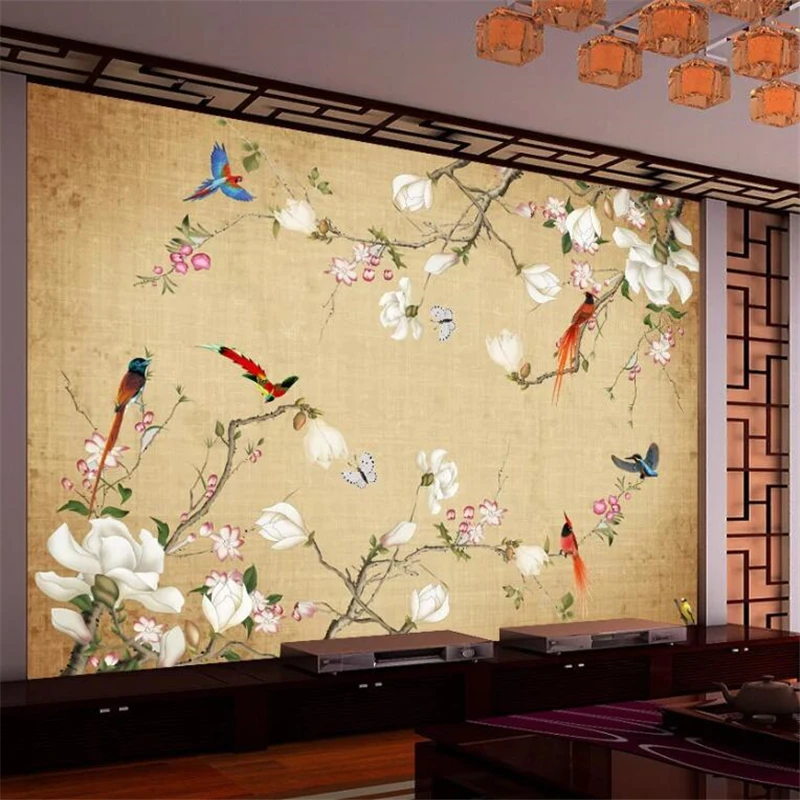 wellyu Custom large wall painter with Chinese hand-painted meticulous flower and bird background wall wallpaper
wellyu Custom large wall painter with Chinese hand-painted meticulous flower and bird background wall wallpaper